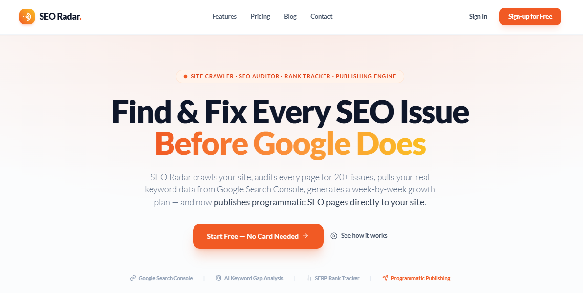 SEO Radar | Find & Fix Every SEO Issue Before Google Does